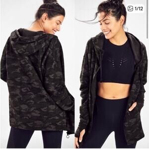 Fabletics Leah Oversized Hoodies Camouflaged Charcoal Hoodie Small